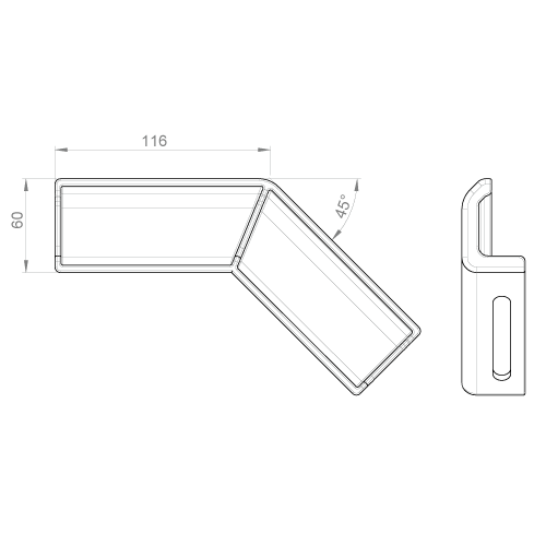 Unex Winkelverbinder fallend 60 mm aus U41X/U43X halogenfrei
